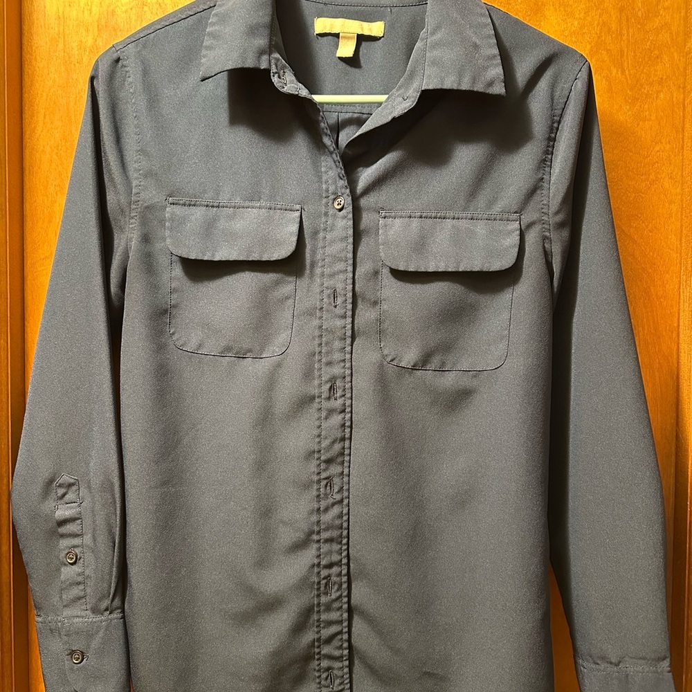 Banana Republic Women’s Navy Blue Button-Up Shirt Petite XXS